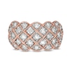 0.95 CT. T.W. Composite Diamond Quilted Multi-Row Vintage-Style Ring in 10K Rose Gold