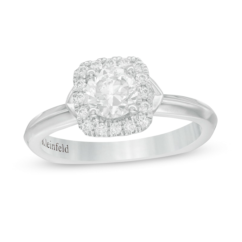 Kleinfeld® 0.95 CT. T.W. Diamond Cushion Frame Engagement Ring in 14K White Gold|Peoples Jewellers