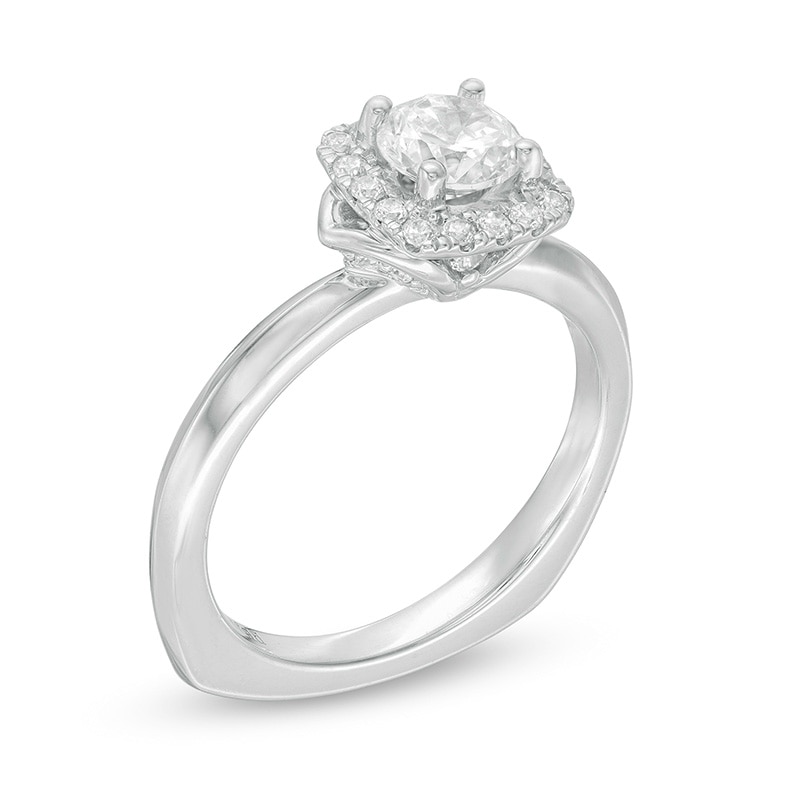 Kleinfeld® 0.95 CT. T.W. Diamond Cushion Frame Engagement Ring in 14K White Gold|Peoples Jewellers