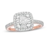 0.69 CT. T.W. Baguette and Round Diamond Cushion Frame Ring in 10K Rose Gold