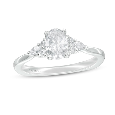 Kleinfeld® 0.95 CT. T.W. Oval Diamond Tri-Sides Engagement Ring in 14K White Gold