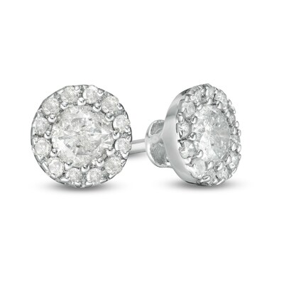 0.37 CT. T.W. Diamond Frame Stud Earrings in 10K White Gold