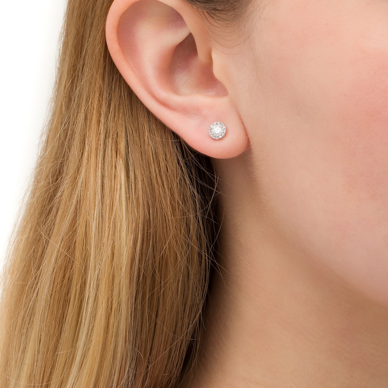 0.37 CT. T.W. Diamond Frame Stud Earrings in 10K White Gold|Peoples Jewellers