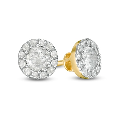 0.37 CT. T.W. Diamond Frame Stud Earrings in 10K Gold