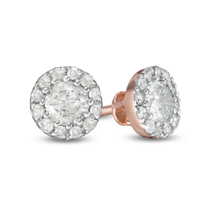 0.37 CT. T.W. Diamond Frame Stud Earrings in 10K Rose Gold|Peoples Jewellers