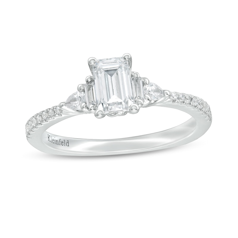 Kleinfeld® 0.95 CT. T.W. Emerald-Cut Diamond Tiered Engagement Ring in 14K White Gold|Peoples Jewellers
