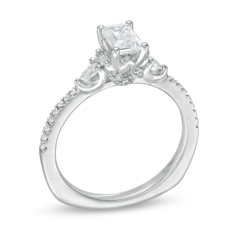 Main Image 3 of Kleinfeld® 0.95 CT. T.W. Emerald-Cut Diamond Tiered Engagement Ring in 14K White Gold