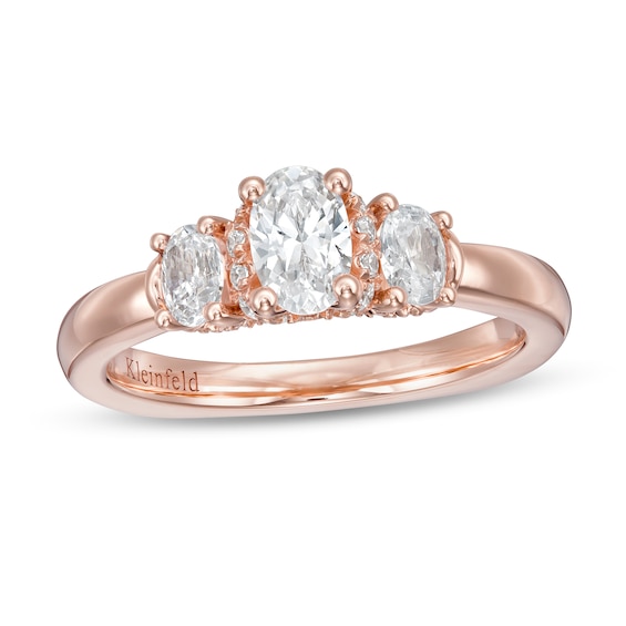 Kleinfeld® 0.95 CT. T.W. Oval Diamond Three Stone Engagement Ring in 14K Rose Gold