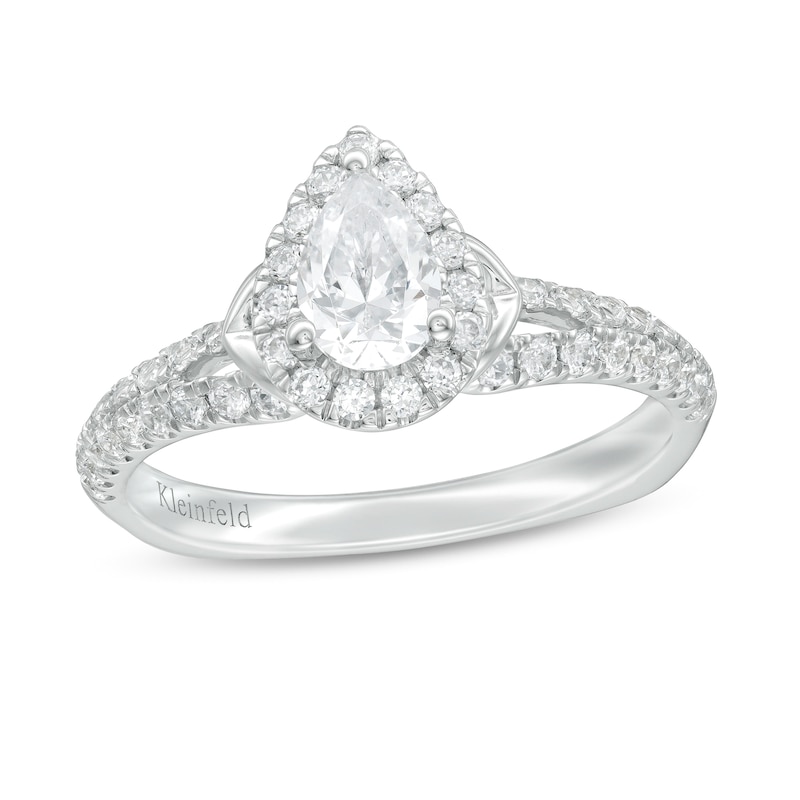 Kleinfeld® 0.95 CT. T.W. Pear-Shaped Diamond Frame Engagement Ring in 14K White Gold|Peoples Jewellers
