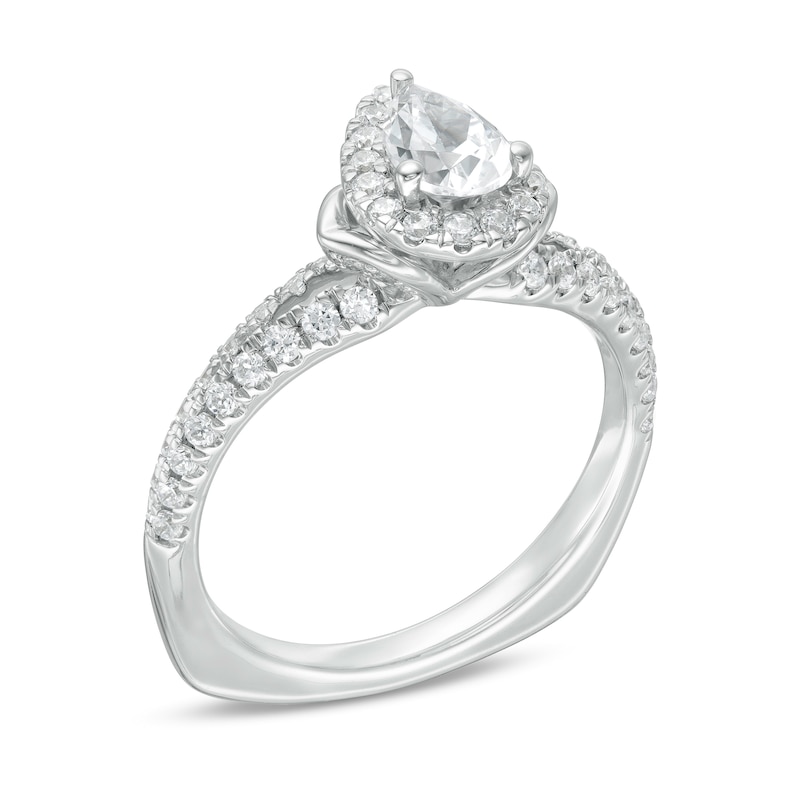 Kleinfeld® 0.95 CT. T.W. Pear-Shaped Diamond Frame Engagement Ring in 14K White Gold