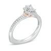 Thumbnail Image 2 of Kleinfeld® 0.69 CT. T.W. Emerald-Cut Diamond Frame Engagement Ring in 14K Two-Tone Gold