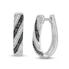 Thumbnail Image 0 of 0.23 CT. T.W. Enhanced Black and White Diamond U-Hoop Earrings in Sterling Silver
