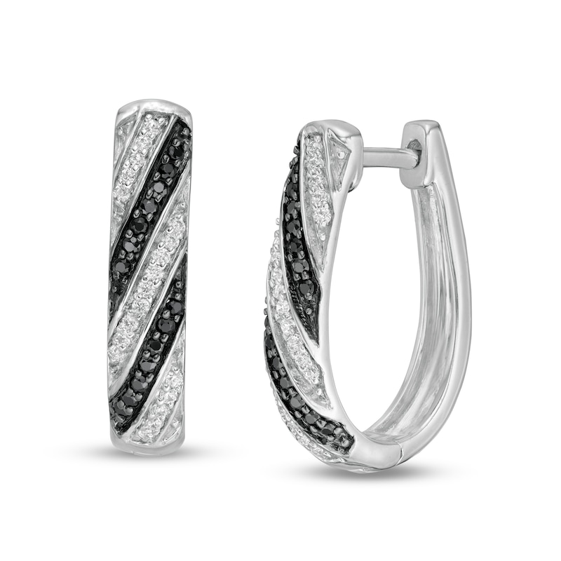 0.23 CT. T.W. Enhanced Black and White Diamond U-Hoop Earrings in Sterling Silver|Peoples Jewellers