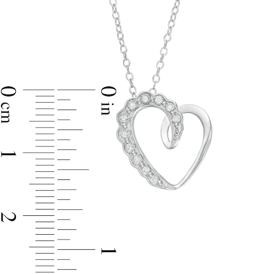 0.05 CT. T.W. Diamond Scallop Swirl Tilted Heart Pendant in Sterling Silver