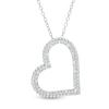 Thumbnail Image 0 of 0.085 CT. T.W. Diamond Beaded Tilted Heart Pendant in Sterling Silver