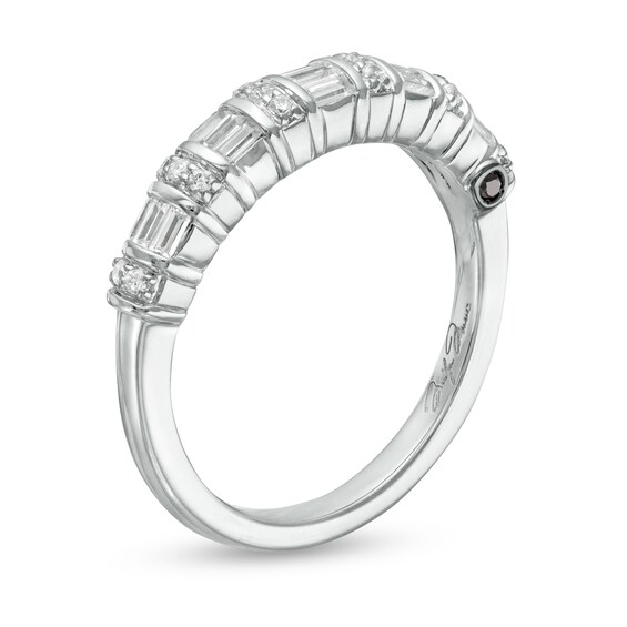 Marilyn Monroe™ Collection 0.37 CT. T.W. Baguette and Round Diamond Multi-Row Band in 14K White Gold