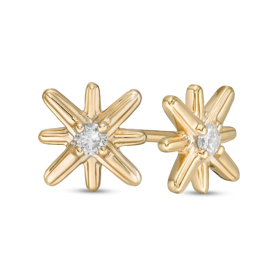 0.10 CT. T.W. Certified Canadian Diamond Solitaire True North Stud Earrings in 10K Gold (I/I2