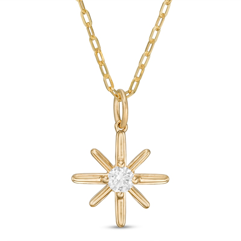 Main Image 1 of 0.24 CT. Certified Canadian Diamond Solitaire True North Pendant in 10K Gold - 20&quot; (I/I2)