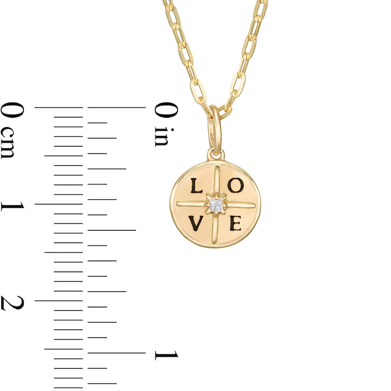 Certified Canadian Diamond Accent Solitaire True North "LOVE" Pendant in 10K Gold - 20" (I/I2)