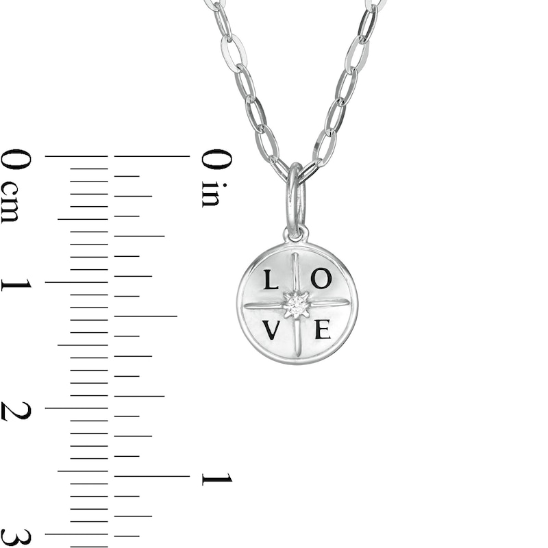 Main Image 3 of Certified Canadian Diamond Accent Solitaire True North &quot;LOVE&quot; Pendant in 10K White Gold - 20&quot; (I/I2)