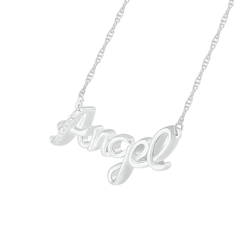 Diamond Accent "Angel" Necklace in Sterling Silver