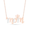 0.065 CT. T.W. Diamond "mom" Crown Necklace in 10K Rose Gold - 17.25"