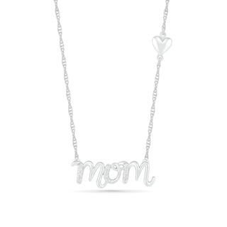 0.04 CT. T.W. Diamond "mom" Necklace in Sterling Silver