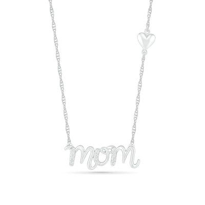 0.04 CT. T.W. Diamond "mom" Necklace in Sterling Silver