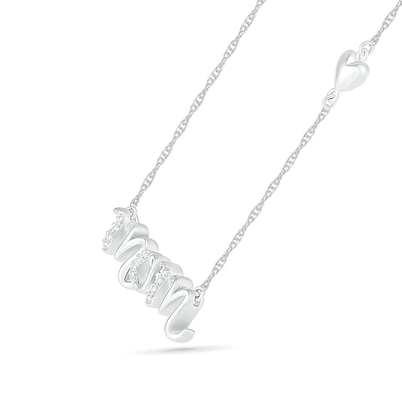 0.04 CT. T.W. Diamond "mom" Necklace in Sterling Silver