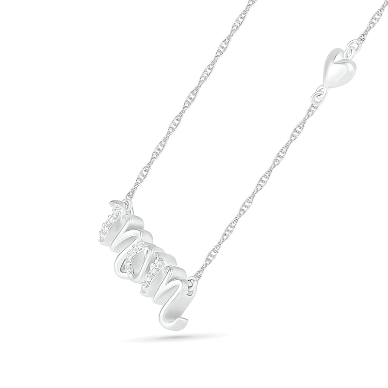 0.04 CT. T.W. Diamond "mom" Necklace in Sterling Silver|Peoples Jewellers