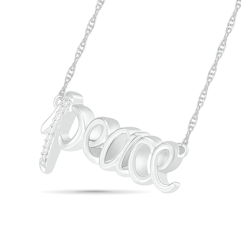 Diamond Accent "peace" Necklace in Sterling Silver|Peoples Jewellers