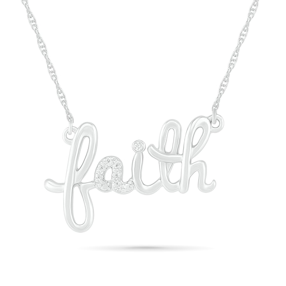 Diamond Accent "faith" Necklace in Sterling Silver