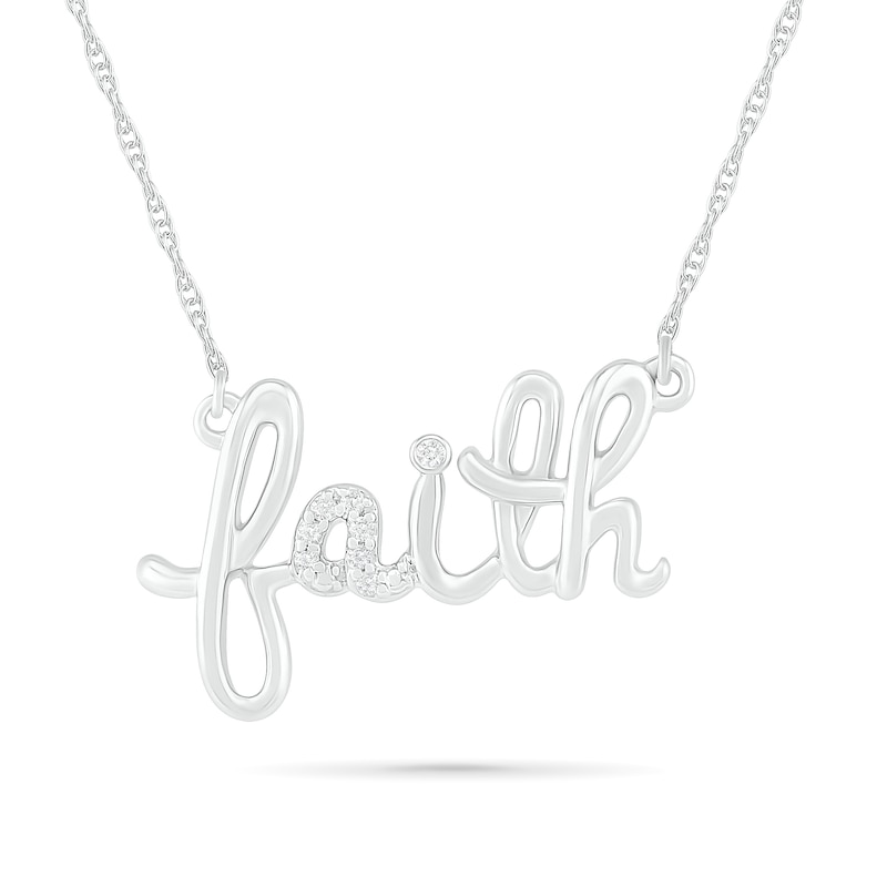 Diamond Accent "faith" Necklace in Sterling Silver|Peoples Jewellers