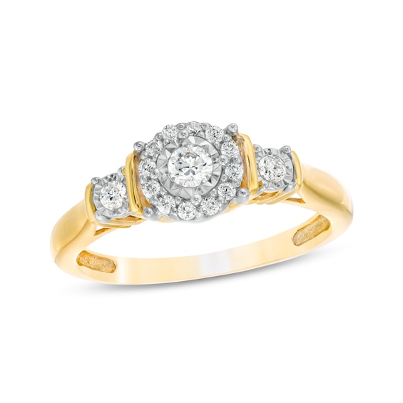 0.25 CT. T.W. Diamond Past Present Future® Frame Engagement Ring in 10K Gold