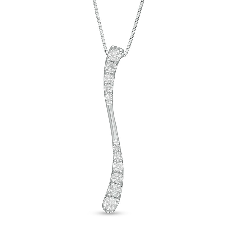 0.45 CT. T.W. Journey Diamond Linear Wave Pendant in 10K White Gold|Peoples Jewellers