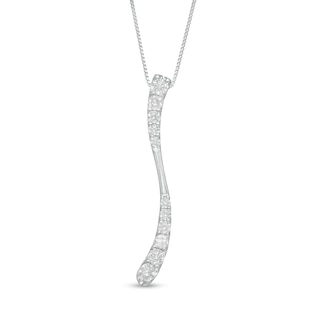 0.94 CT. T.W. Journey Diamond Linear Wave Pendant in 10K White Gold