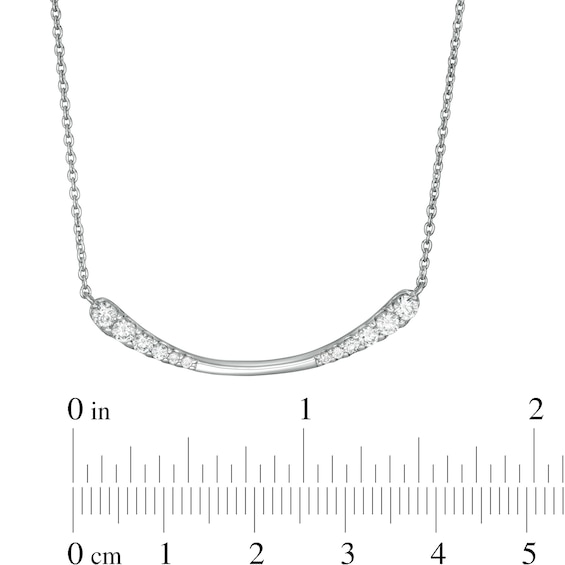 0.45 CT. T.W. Journey Diamond Curved Bar Necklace in 10K White Gold