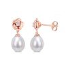 Thumbnail Image 0 of Baroque Freshwater Cultured Pearl and Lab-Created White Sapphire Rose Drop Earrings in Sterling Silver with Rose Rhodium