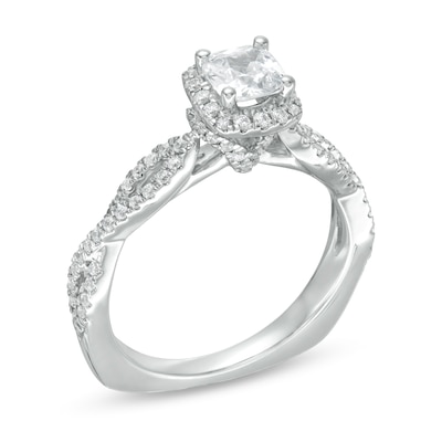 Kleinfeld® 0.83 CT. T.W. Cushion-Cut Diamond Frame Twist Shank Engagement Ring in 14K White Gold