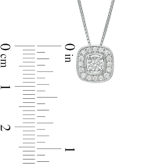 0.08 CT. T.W. Diamond Cushion Frame Pendant in Sterling Silver