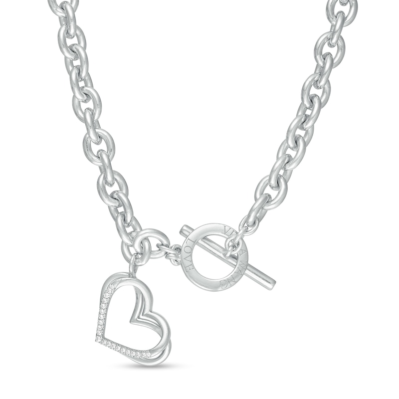 The Kindred Heart from Vera Wang Love Collection 0.085 CT. T.W. Diamond Toggle Necklace in Sterling Silver - 17"