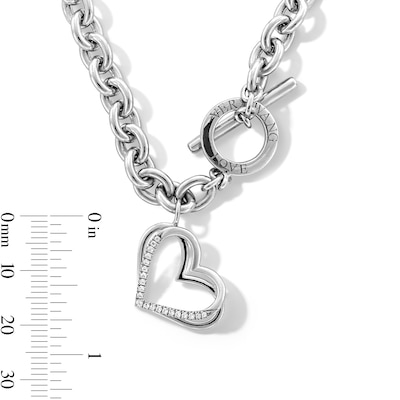 The Kindred Heart from Vera Wang Love Collection 0.085 CT. T.W. Diamond Toggle Necklace in Sterling Silver - 17"