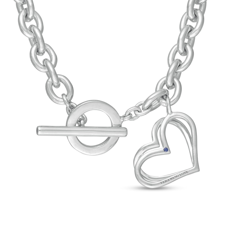 Main Image 3 of The Kindred Heart from Vera Wang Love Collection 0.085 CT. T.W. Diamond Toggle Necklace in Sterling Silver - 17&quot;