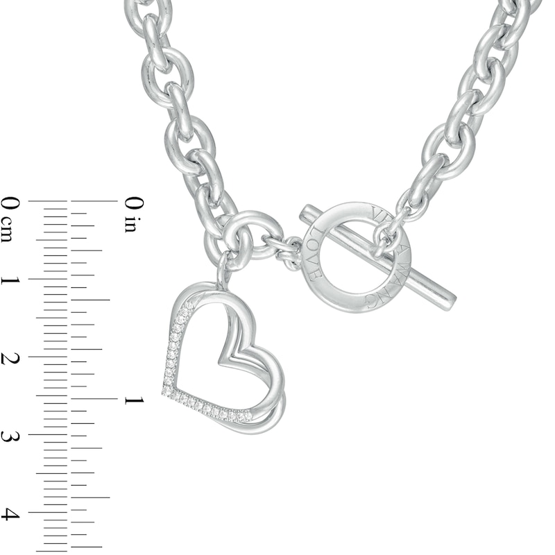 The Kindred Heart from Vera Wang Love Collection 0.085 CT. T.W. Diamond Toggle Necklace in Sterling Silver - 17"