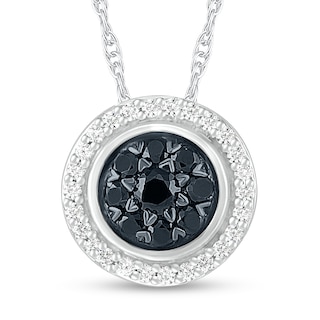 0.23 CT. T.W. Enhanced Black Composite and White Diamond Frame Pendant in Sterling Silver