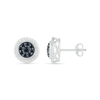 0.37 CT. T.W. Enhanced Black Composite and White Diamond Frame Stud Earrings in Sterling Silver