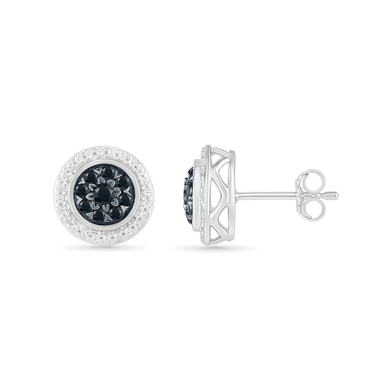 0.37 CT. T.W. Enhanced Black Composite and White Diamond Frame Stud Earrings in Sterling Silver