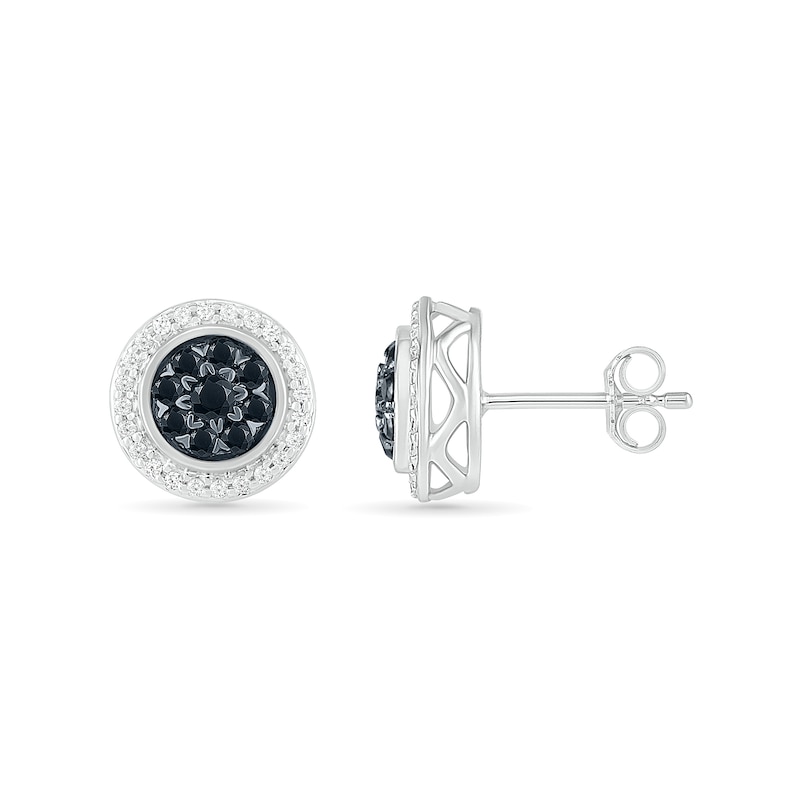 0.37 CT. T.W. Enhanced Black Composite and White Diamond Frame Stud Earrings in Sterling Silver