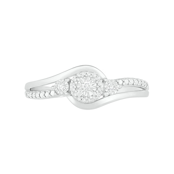 0.065 CT. T.W. Composite Diamond Bypass Promise Ring in 10K White Gold