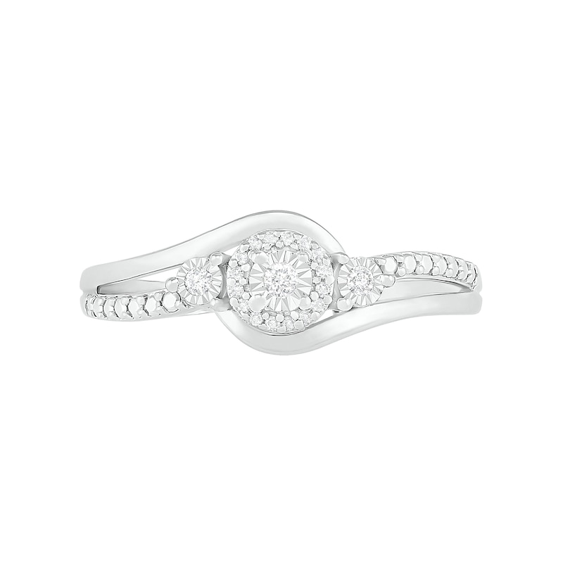 Main Image 3 of 0.065 CT. T.W. Composite Diamond Bypass Promise Ring in 10K White Gold